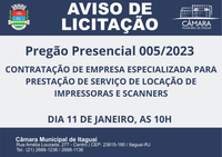 Aviso de Licitação: Pregão Presencial 005/2023 - Em Andamento
