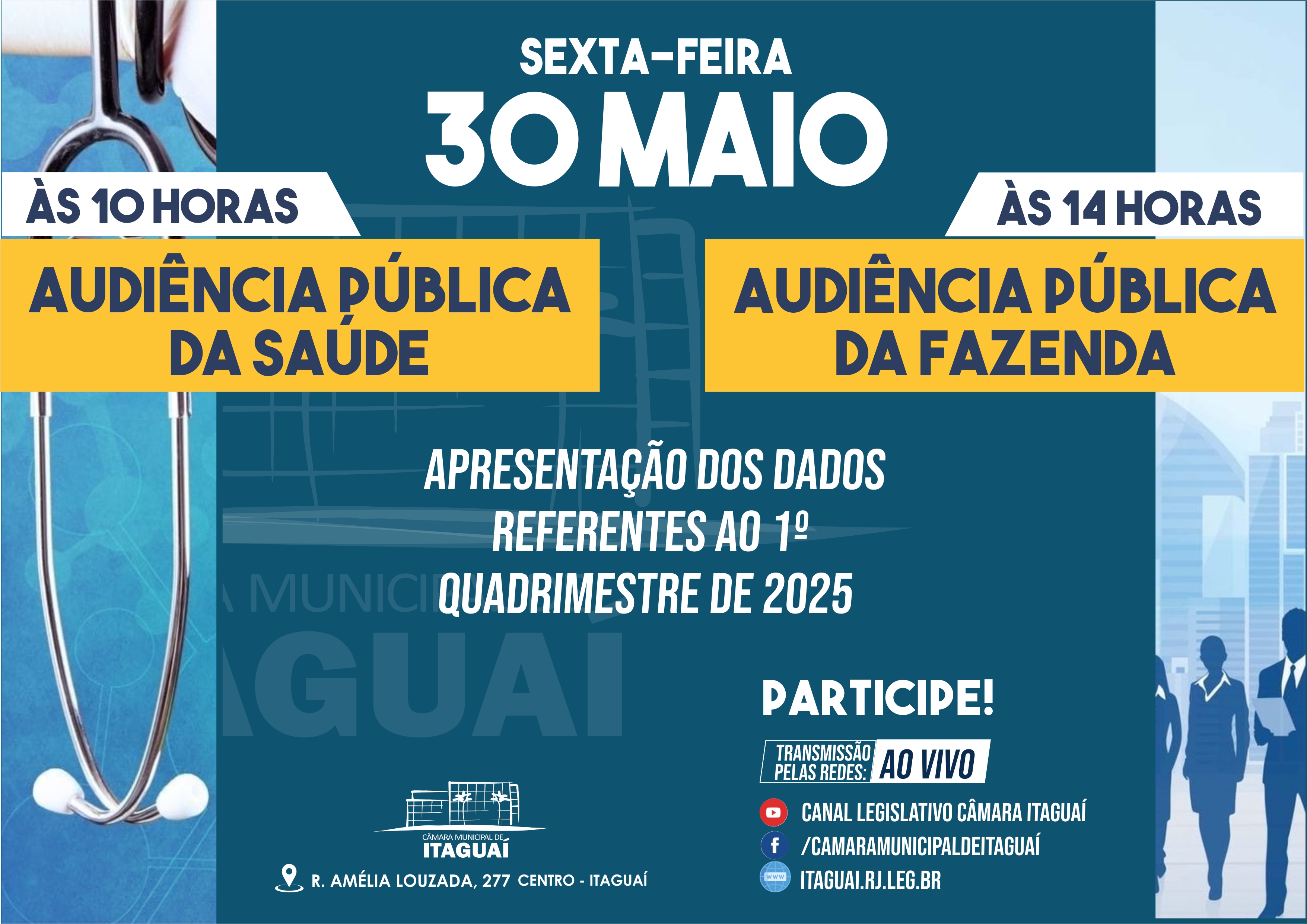 CÂMARA RECEBERÁ AUDIÊNCIAS PÚBLICAS DO 1º QUADRIMESTRE