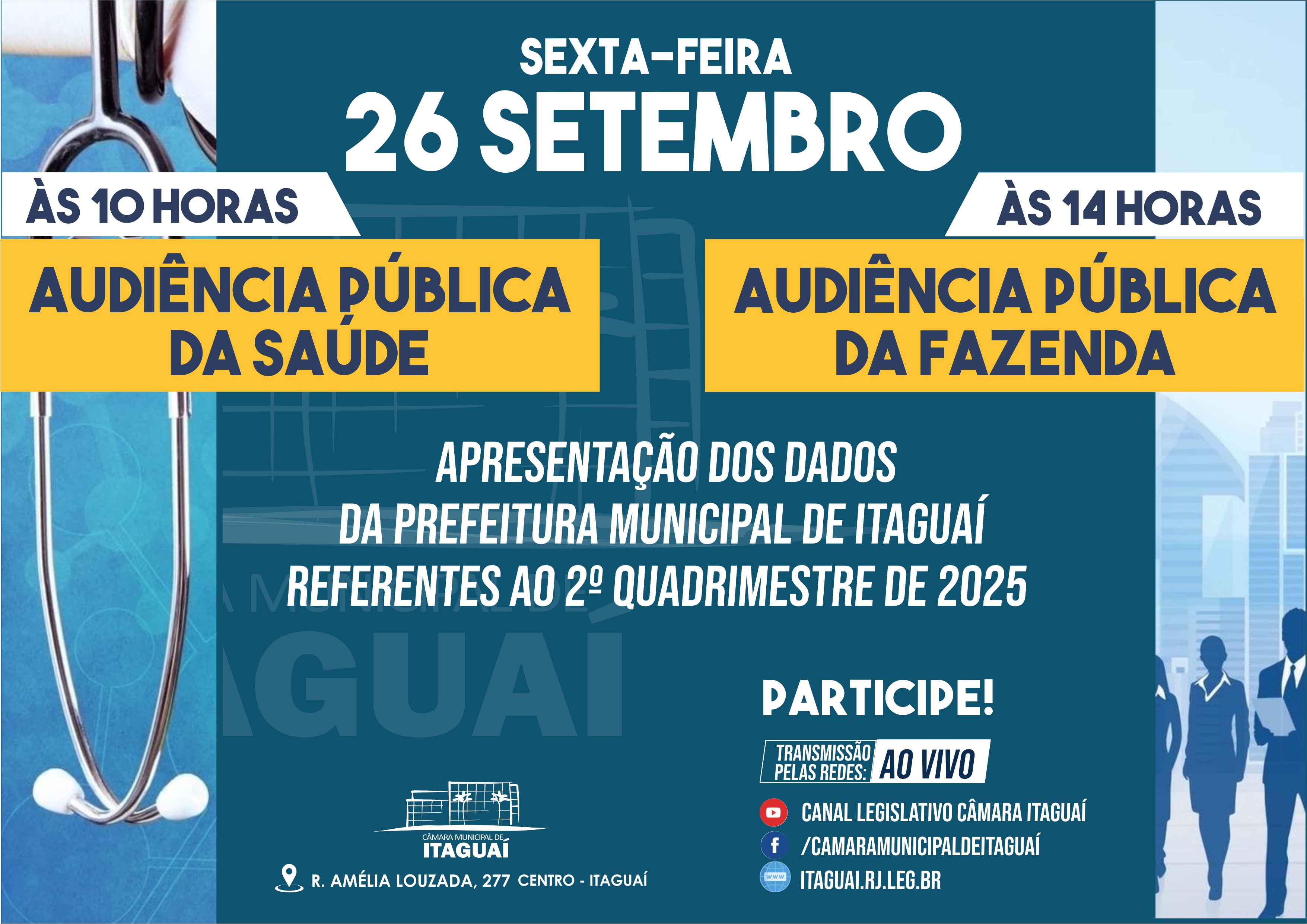 CÂMARA RECEBERÁ AUDIÊNCIAS PÚBLICAS DO 2º QUADRIMESTRE