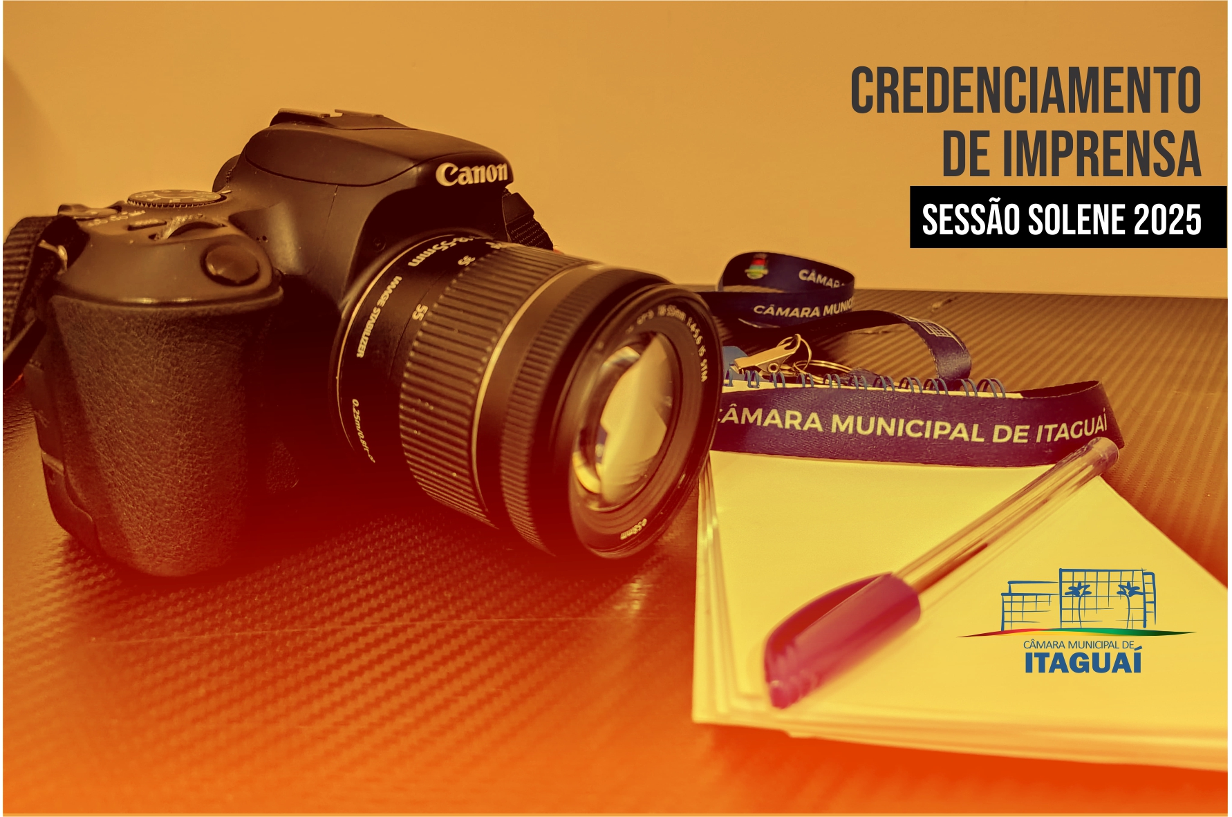 CREDENCIAMENTO DE IMPRENSA – SOLENIDADE DE ENTREGA DOS TÍTULOS  DE CIDADÃO ITAGUAIENSE